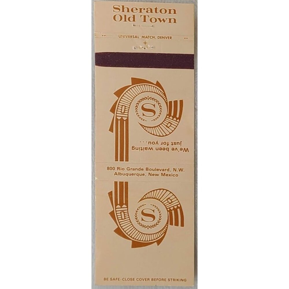 Vintage Matchbook Cover Sheraton Old Town Hotel Albuquerque New Mexico NM